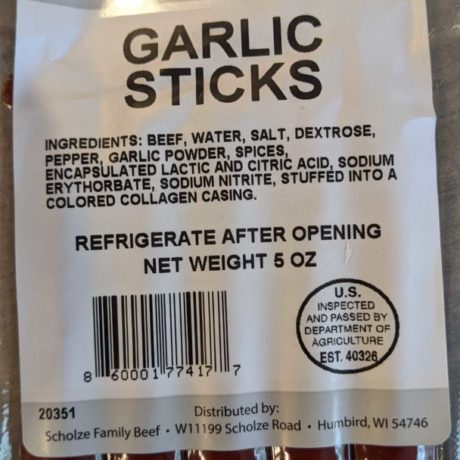 Garlic Beef Snack Sticks