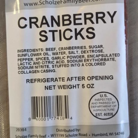 Cranberry Beef Snack Sticks